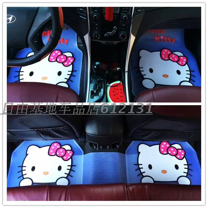 girls' women's fashion cute cartoon hello kitty latex universal car floor mats for all model | Автомобили и мотоциклы