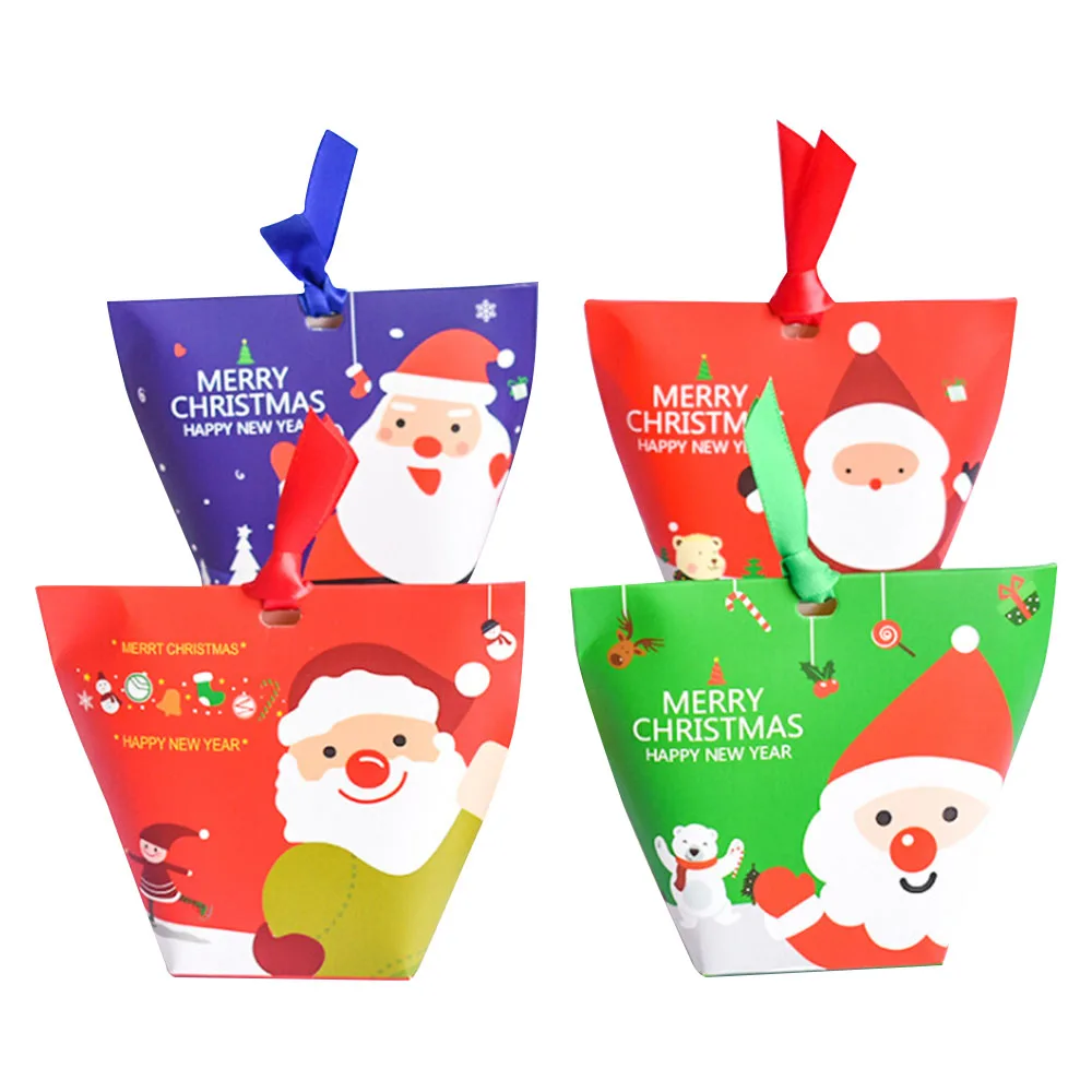 12pcs mixed color 12 шт./компл. Рождественский подарок коробка Apple Подарочная коробка Рождественские украшения для дома Санта Клаус шаблон кожаный Веревка конфеты Бумага сумка - Цвет: 12pcs mixed color