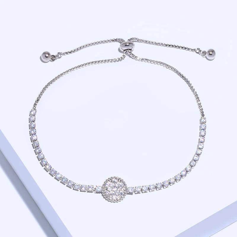 Женский браслет с подвесками из фианита кристаллами|silver crystal bracelet|charm braceletcrystal
