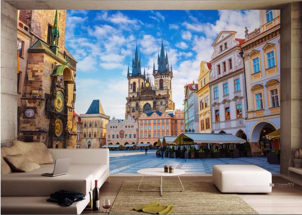 

3d обои для комнаты, на заказ, с изображением Праги, города, архитектуры, пейзажа, настенные 3d обои для стен