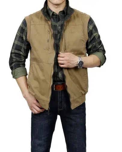 Нескольких Карманный мужской лошадь Броня Двусторонняя одежда|Мужские жилеты и