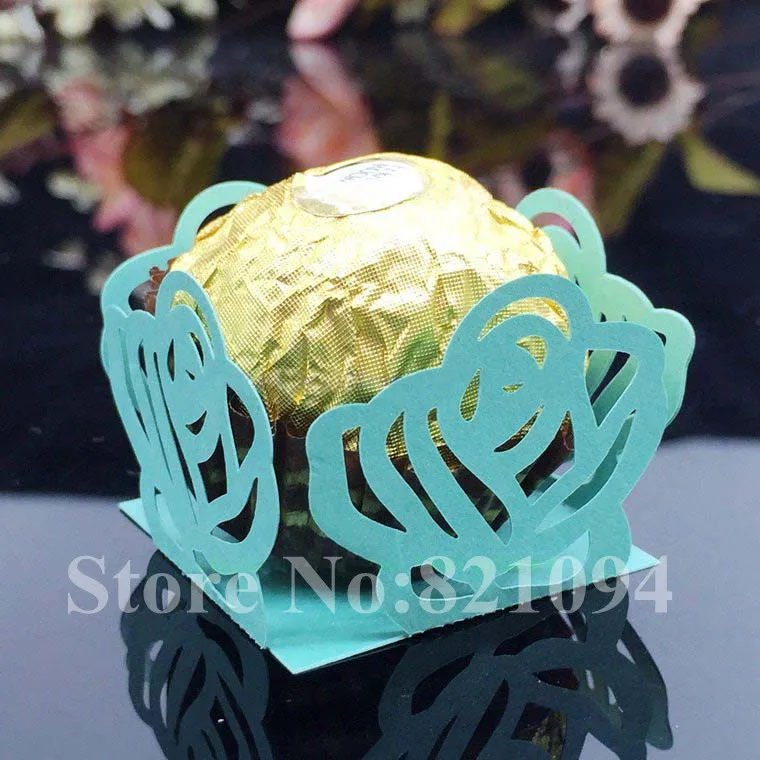 50 шт./лот лазерная вырезка розовый дизайн упаковки для шоколада обертки