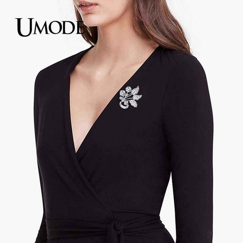 UMODE новые модные роскошные большие Австрийские броши в форме листьев для женщин
