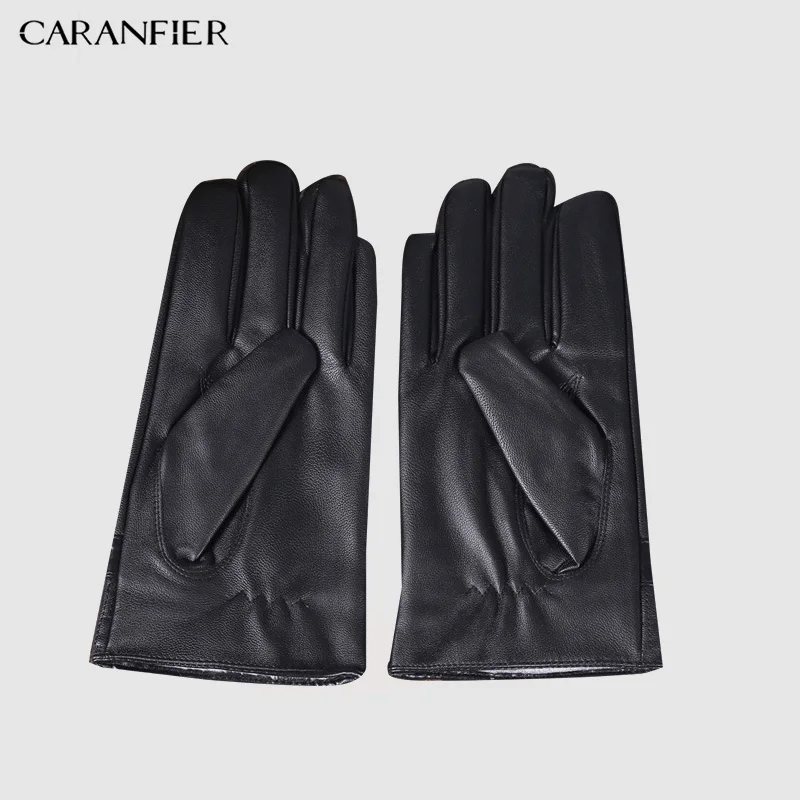 CARANFIER Новые осенне-зимние мужские перчатки из искусственной кожи модные перчатки с сенсорным экраном теплые зимние перчатки мужские варежки для вождения автомобиля
