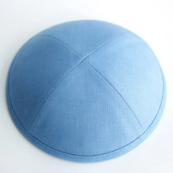 Небесно-голубой Льняные kippot еврейские Yarmulke Kippah Kippot 17 см Череп шапки для мероприятий с вышивкой - Цвет: Небесно-голубой