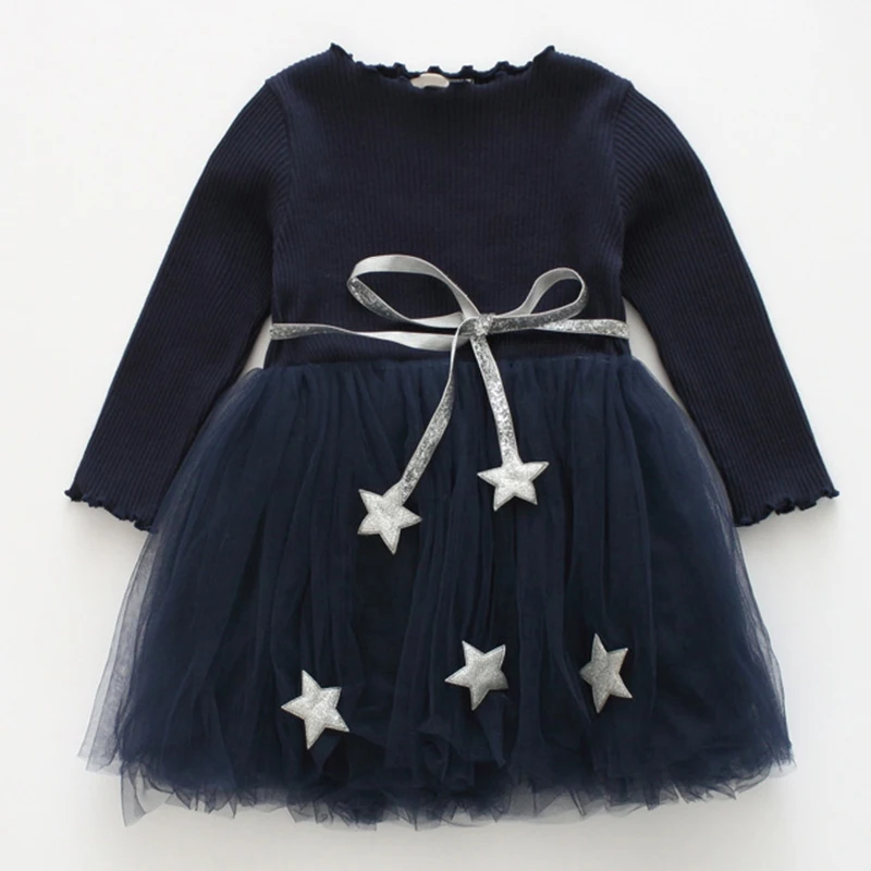 Keelorn Girls Lace Dress 2020 Spring Brand Kids clothing Long Sleeve Striped Mesh Design for Clothes 3-7Y | Детская одежда и обувь