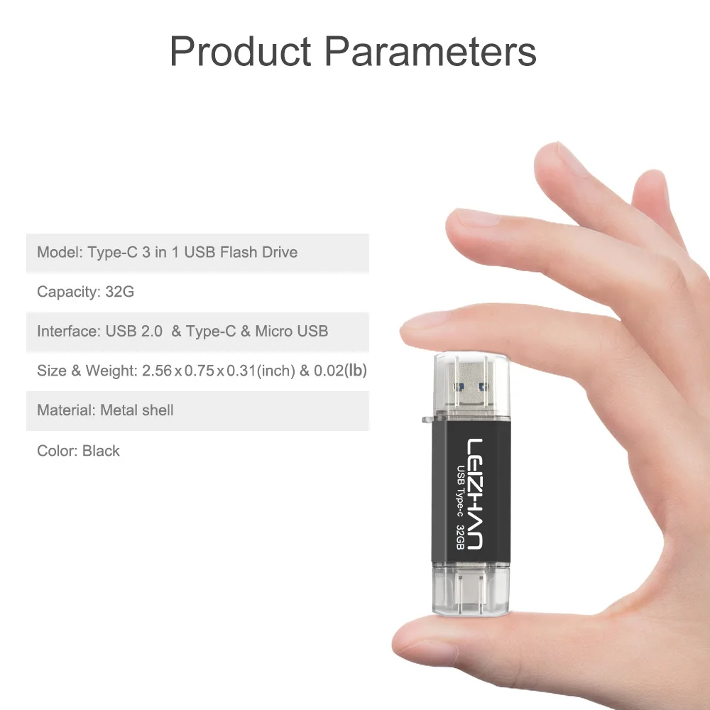 Флэш накопитель LEIZHAN USB C для телефона на android флеш 128 ГБ 64 32 16 микро U диск Note 9 флэш OTG