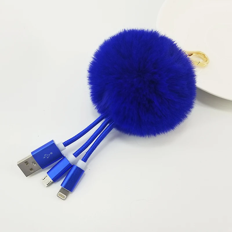 Портативный USB плетеный шнур брелок ручной работы Pom Ball Ювелирное Украшение В