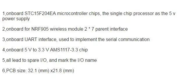 STC15F204+ NRF905 интерфейс Беспроводной драйвер платы wireless Development board