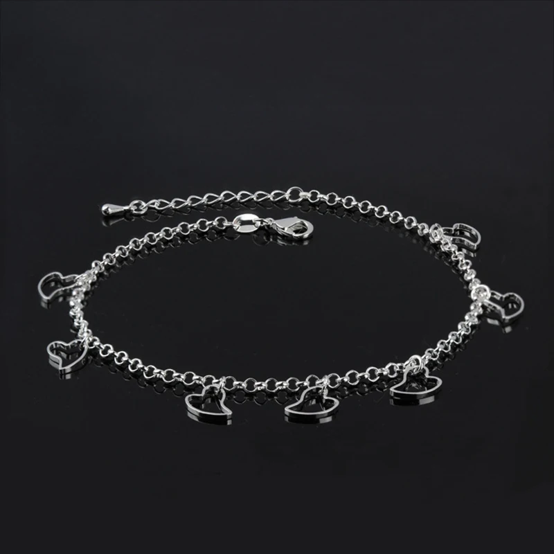 H: HYDE Boho, золотистый, Серебристый браслет на ногу, многослойный браслет на ногу, сердце, лист, бисер, лодыжка для женщин, цепочка, Пляжная, для ног, ювелирное изделие
