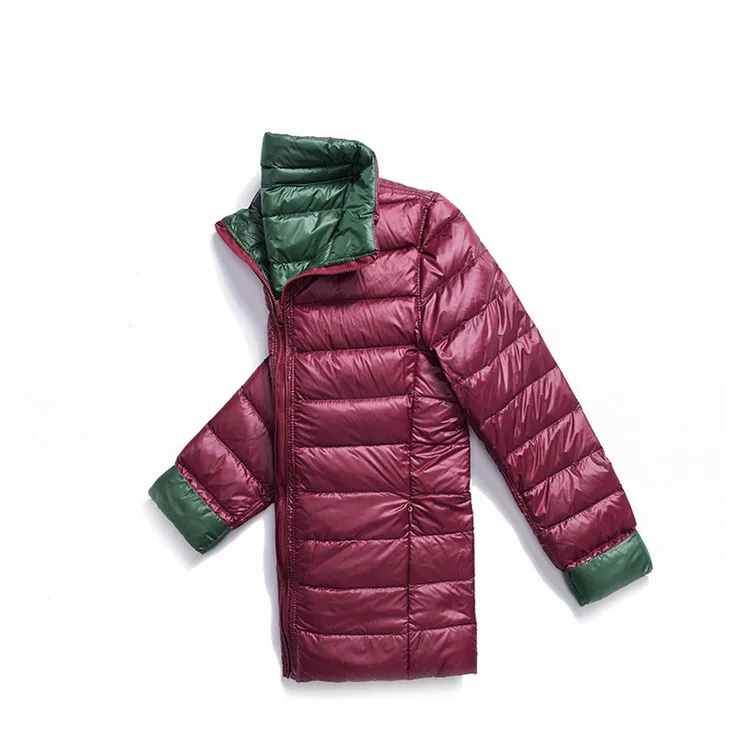 Wine Red Green Новинка, осенне-зимние двухсторонние пуховые пальто для женщин, ультра-светильник, короткие куртки на утином пуху, ветрозащитная верхняя одежда, пальто для женщин, Mw504 - Цвет: Wine Red Green