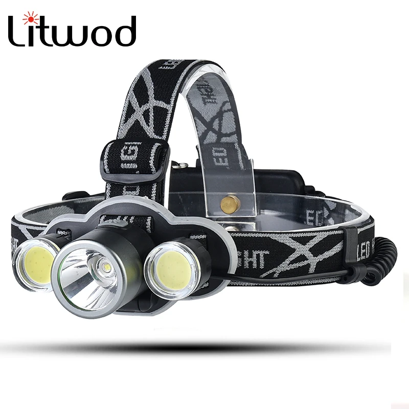 Litwod z20 5000 люмен светодиодный налобный фонарь XML T6 + 2COB 18650 Перезаряжаемый для