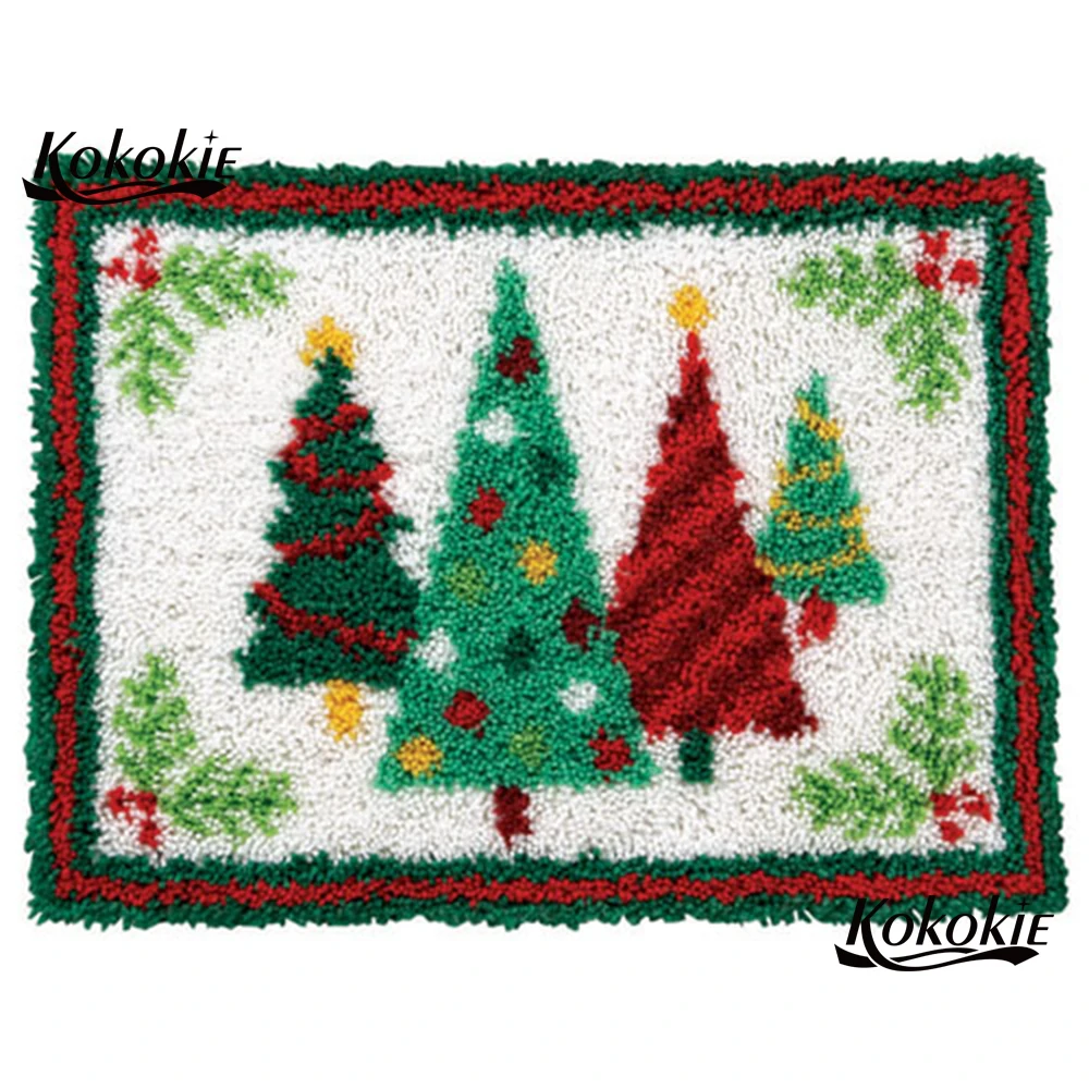 

DIY latch hook rug kits canvas printing Christmas tree decor foamiran for needlework accessories knooppakket klink haak kleed