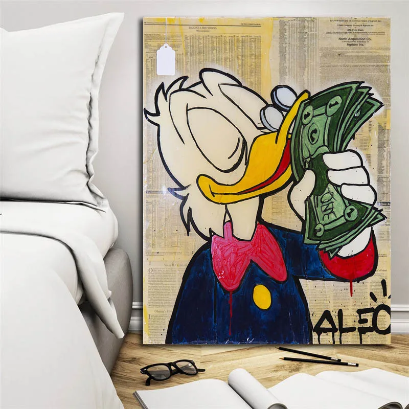 Утка с наличные Alec Monopolies Холст Картина маслом печать гостиная домашний декор Современное украшение на стену, живопись маслом плакат картины
