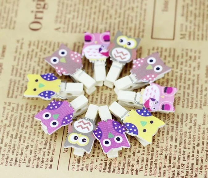 10 шт./лот Zakka Kawaii мультфильм сова дизайн сделай сам деревянный пакет зажим набор с