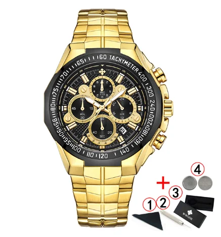 WWOOR мужские часы WristwatchesTop Роскошные брендовые золотые часы с хронографом мужские золотые большие часы - Цвет: A