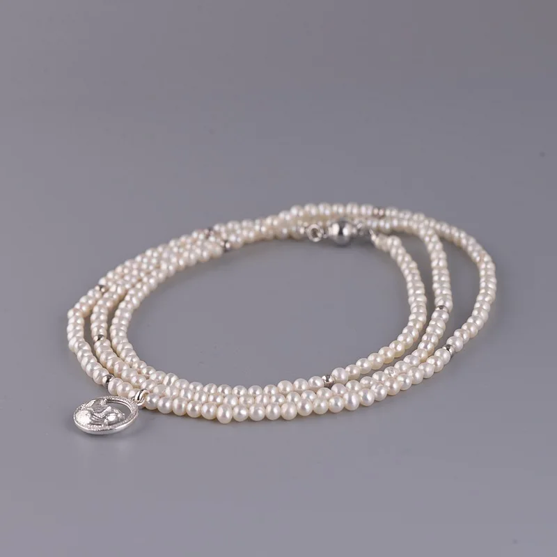 Женское ожерелье из серебра 925 пробы с жемчугом | Украшения и аксессуары