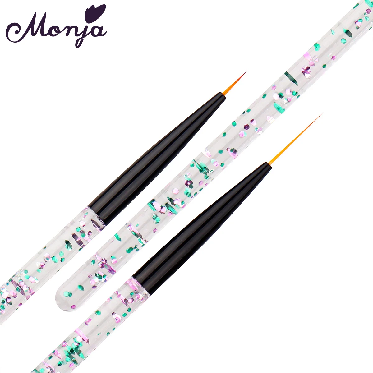 Monja 3 шт./компл. с акриловыми ручками Nail Art французский вкладыш линии полоски кисть для рисования шаблон дизайна DIY чертежный карандаш для маникюра, инструменты
