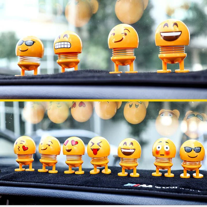 Милая забавная кукла с улыбкой игрушка автомобиль качели ювелирные изделия Улыбка лицо Весенняя игрушка качающаяся голова Экспрессия кукла креативный Экспрессия упаковка игрушка
