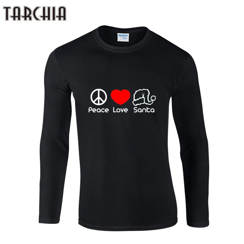 

TARCHIA T Shirt Men Brand 2018 Fashion Men'S PEOPLE LOVE SANTA Printed Tops & Tees T Shirt Men Long Sleeve Slim Male Tops Homme