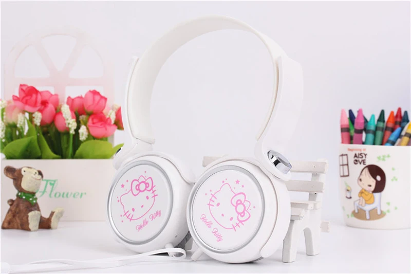 Мультяшный наушник, гарнитура, милые наушники hello kitty для мобильного телефона MP3/MP4/компьютер для iphone samsung xiaomi, наушники для девочек