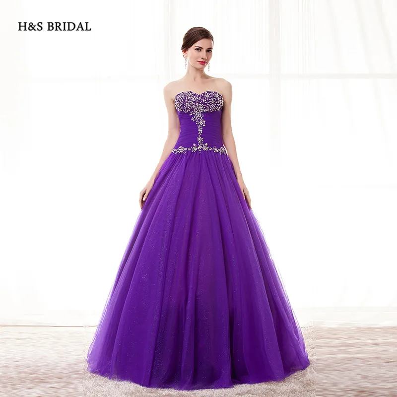 H&S BRIDAL Red Purple Blue Cheap Organza Ball Gown Prom Dresses Sequins Beaded Shinny sweet 16 robe de soiree quinceanera gowns | Свадьбы