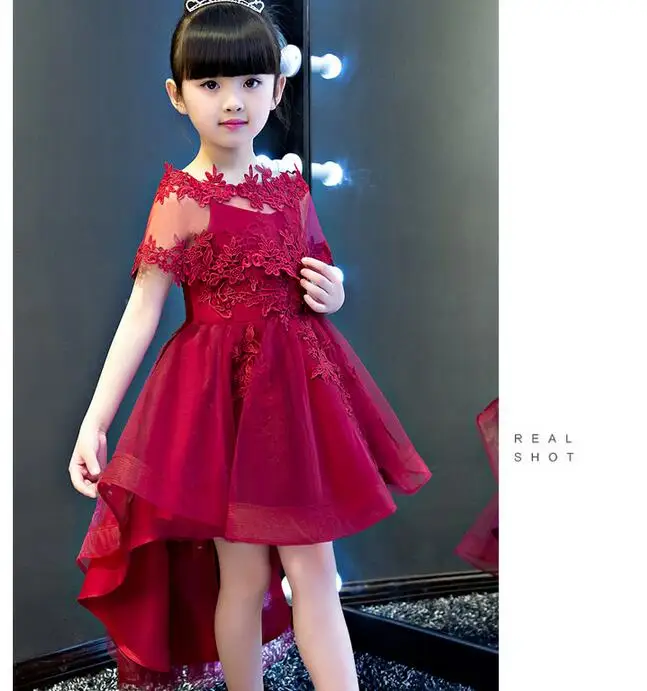 Glitz Red Flower Girl Dress Long Trailing Princess Ball Gown Party Wedding First Communion Dresses for | Детская одежда и обувь