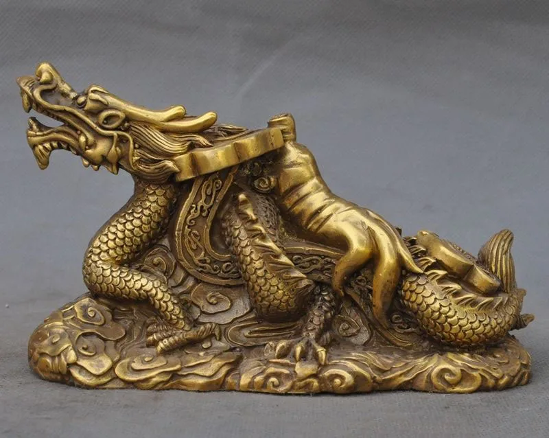 

Рождество 7 "Счастливая Китайский Фэншуй латунь богатство женьшень Жуи Зодиак Год Статуя Дракона зверя Хэллоуин