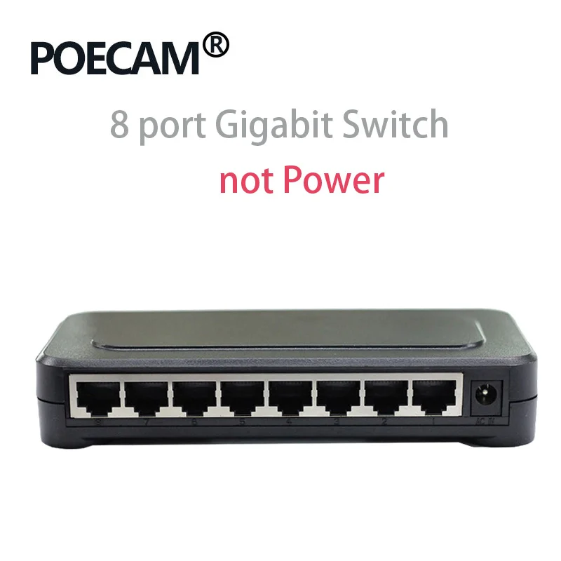 Стальной корпус гигабитный Ethernet коммутатор Настольный RJ45 RTL8370 чипсет 10/100/1000 Мбит/с Lan концентратор сетевой коммутатор гигабитный 1000 Мбит/с 8 портов - Цвет: Plastic no power