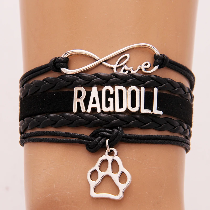Браслет с надписью Infinity love Ragdoll и браслеты котом лапой Очаровательные кожаные