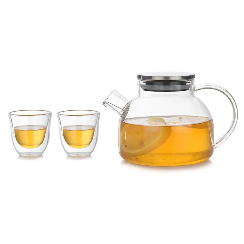 A teapot2 cups Стеклянный чайник, чашка, высокий боросиликатный термостойкий чайный сервиз, набор, безопасность тепла и защита от взрыва, чайный сервиз с удобной рукой - Цвет: A teapot2 cups