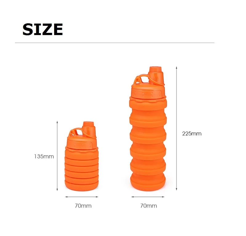 500 мл силиконовые складные бутылки для воды портативный выдвижной Открытый