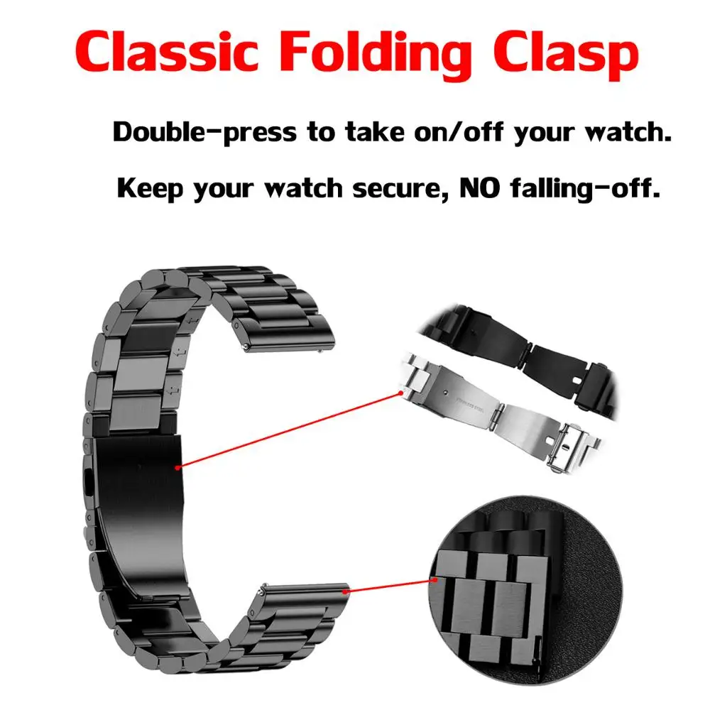 

Metal Watch Strap For Huami Amazfit Bip Bracelet for Amazfit Stratos Pace GTS GTR 47mm 42mm Wrist Strap Stainless Steel Band