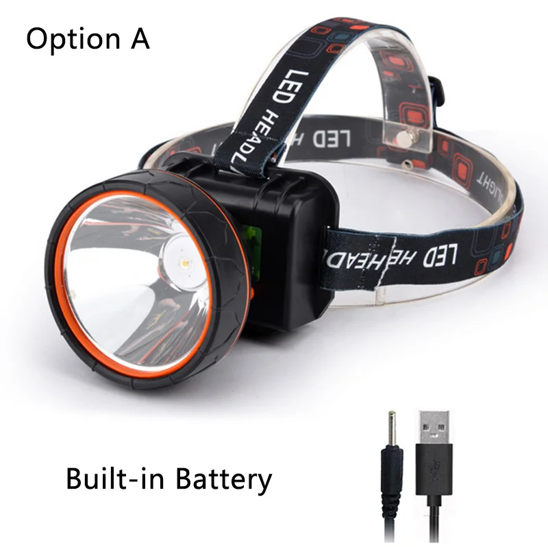 Option A Litwod Z35 T6 Head Light Led Bright Headlamp Head Flashlight LED Headlight Build-in Rechargeable Battery Head Lamp for fishing - Испускаемый цвет: Option A