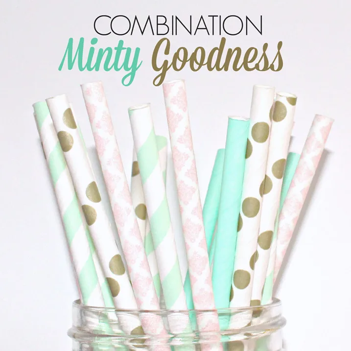 100 шт. смешанные цвета MINTY GOODNESS бумажные соломинки для вечеринок светло-розовый