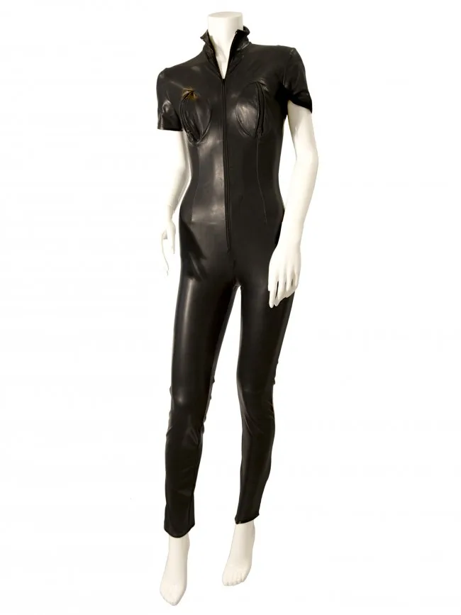 Черный латексный комбинезон для измерения резинового латекса костюм с короткими