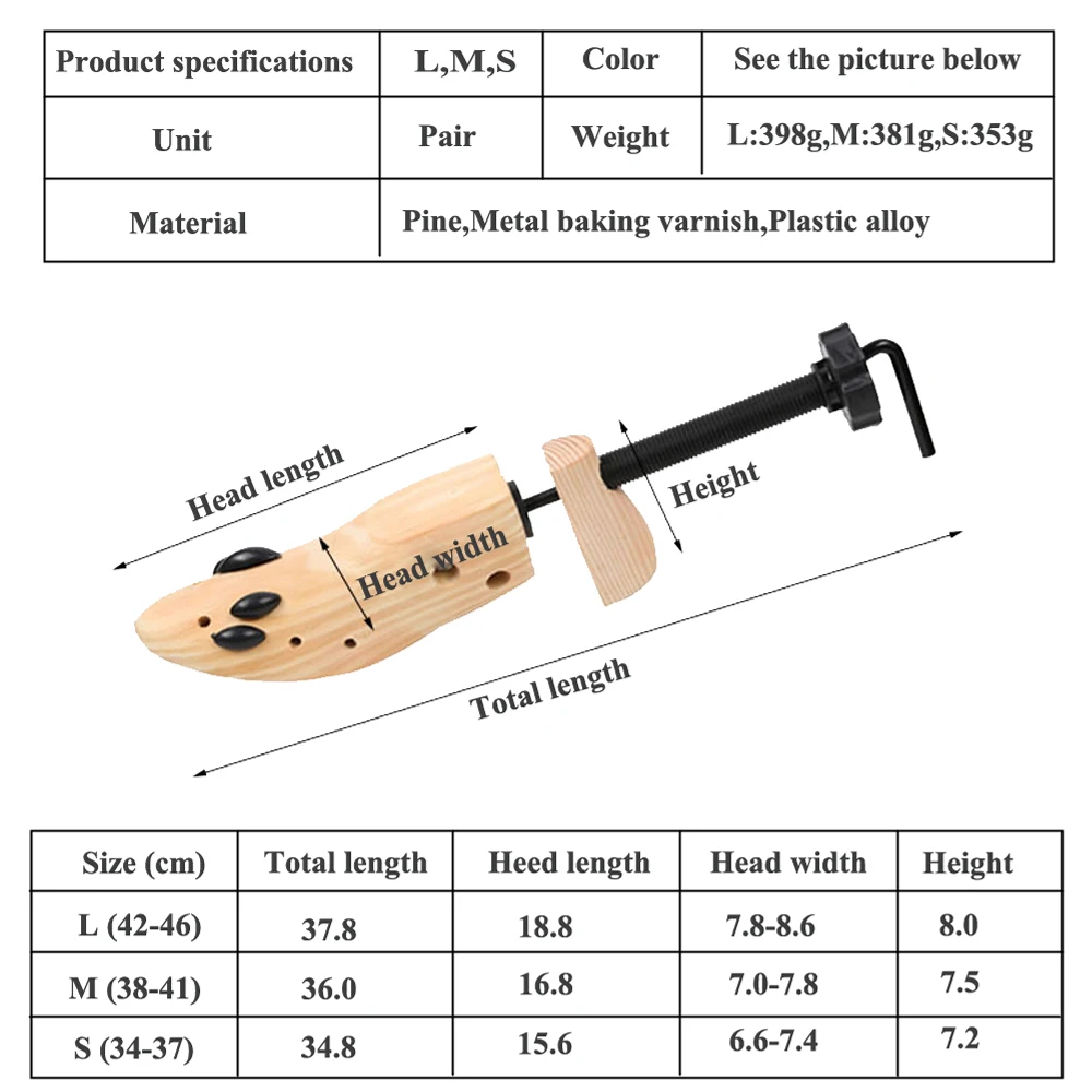 

Fits Fixed Shoe Stretcher Wooden Shoes Tree Shaper Rack,Wood Adjustable Flats Pumps Boots Expander Trees Size S/M/L Man Women