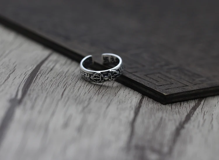 S925 sterling silver open ring Buddhist classic style Cross Diamond personalized A gift to friends and family | Украшения и