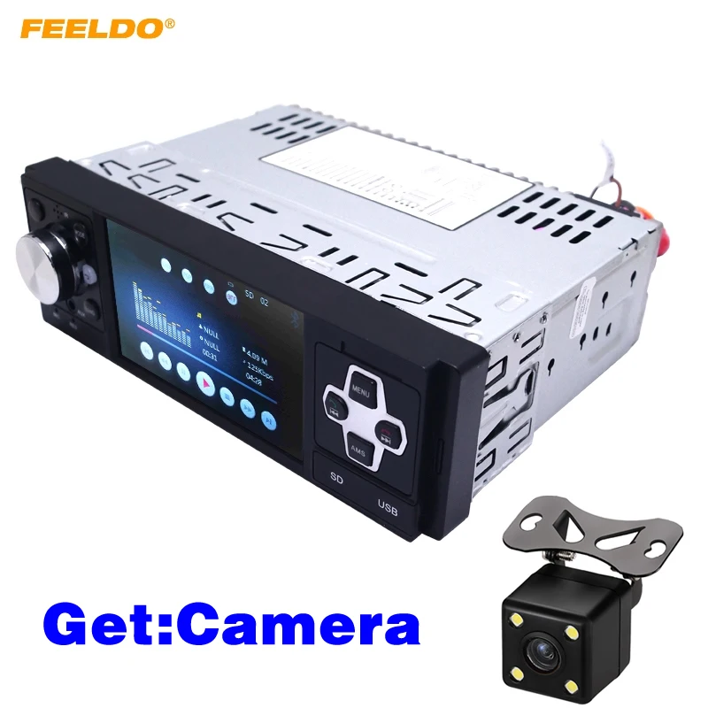 FEELDO 4 дюйма 1DIN ISO Автомобильный мультимедийный плеер с Mp3/Mp4/Mp5 поддержкой USB, SD карт памяти, резервная Bluetooth Камера Функция получаете: Камера#4492+ 3234