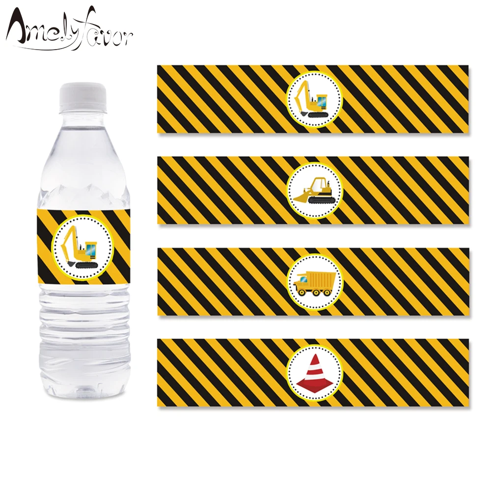 

Construction Trucks Theme Bottle Labels Kids Event Birthday Party Decorations Supplies Digger Bottle Wrapper Decorations