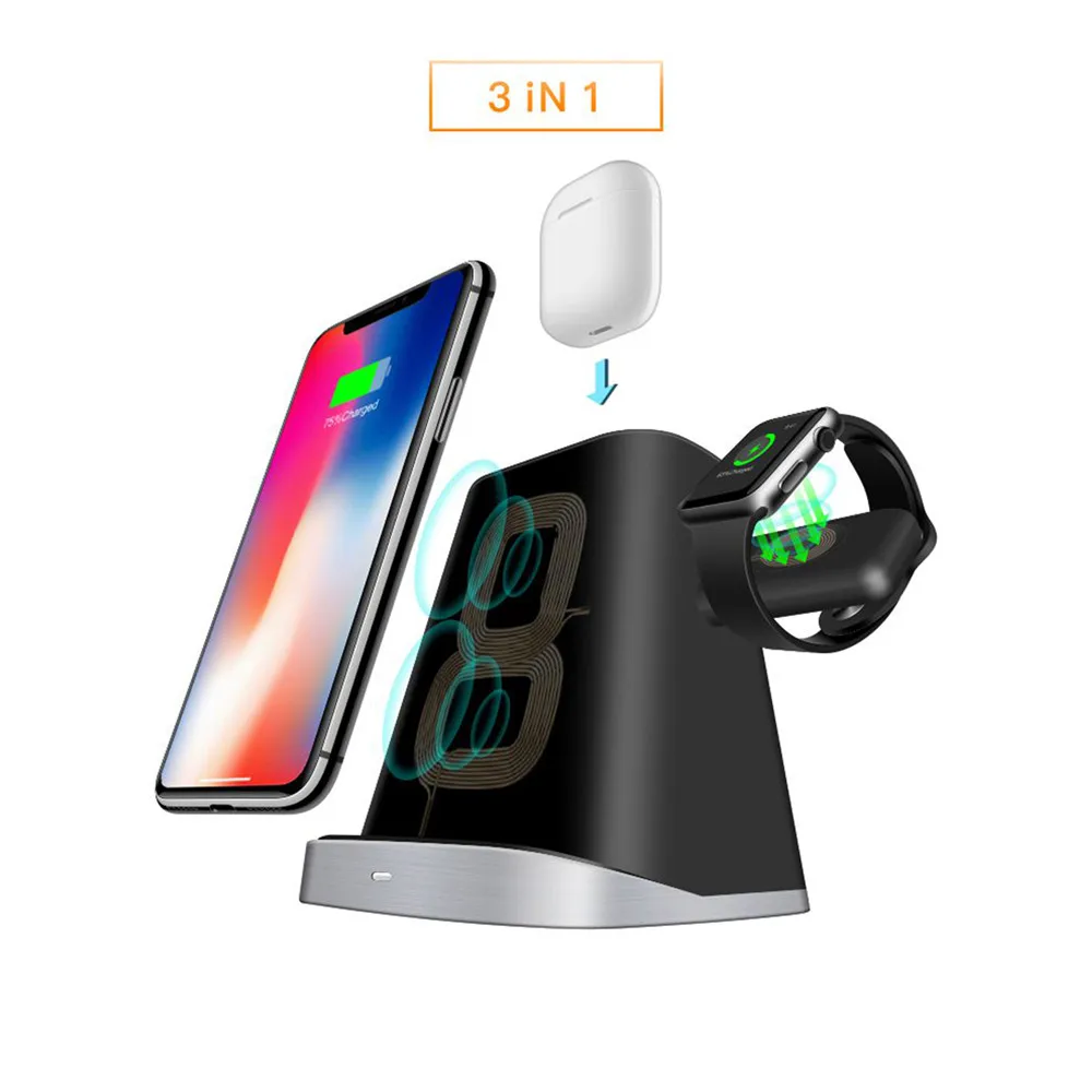 Беспроводное зарядное устройство 3 в 1 для iPhone и Apple Watch AirPods/Samsung универсальное