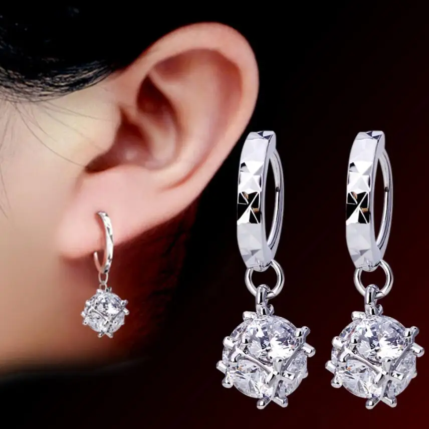 Fashionable Cubic zircon hoop earring for women | Украшения и аксессуары