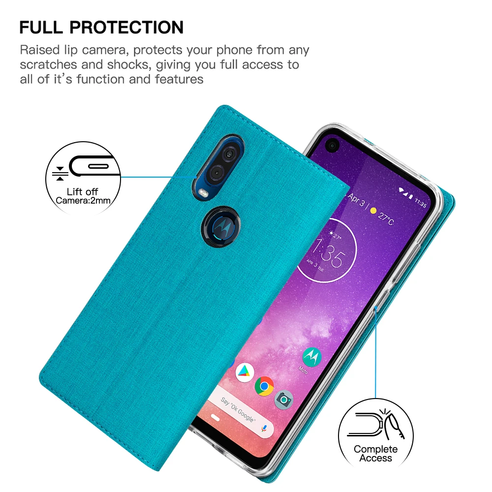 Винтажный тканевый чехол-книжка для Motorola Moto One Vision, кошелек с отделением для карт, магнитный чехол-книжка для Motorola Moto One Vision
