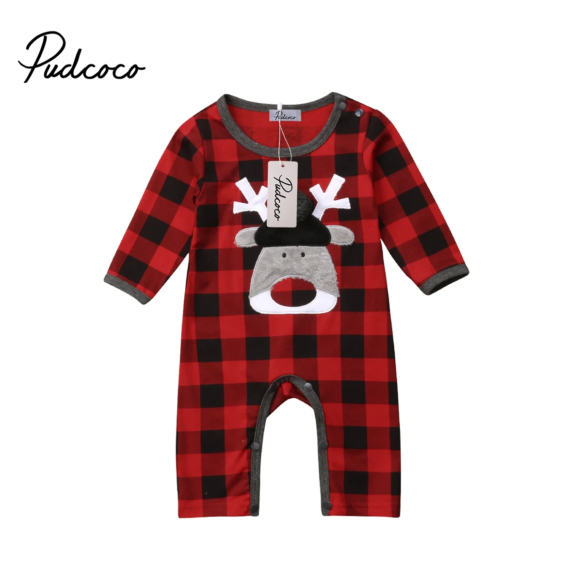 Newborn Baby Girls Boy Elk Christmas Romperb Babies One-piece Plaids Jumpsuit Clothes Outfits 0-18M | Детская одежда и обувь