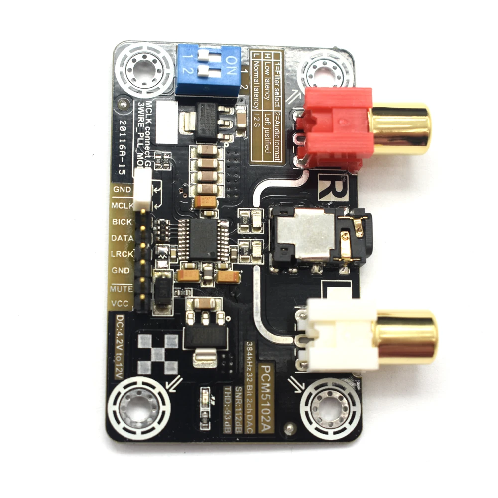 PCM5102A без потерь цифровой аудио I2S-DAC декодер для Raspberry Pi 2B/3B Поддержка 32 бит 384K декодирующий модуль A5-006