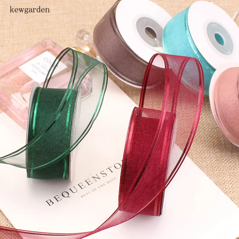 Kewgarden 38 мм 25 яркие полосы Край Вуаль ленты вручную изготовленная Лента Сделай сам