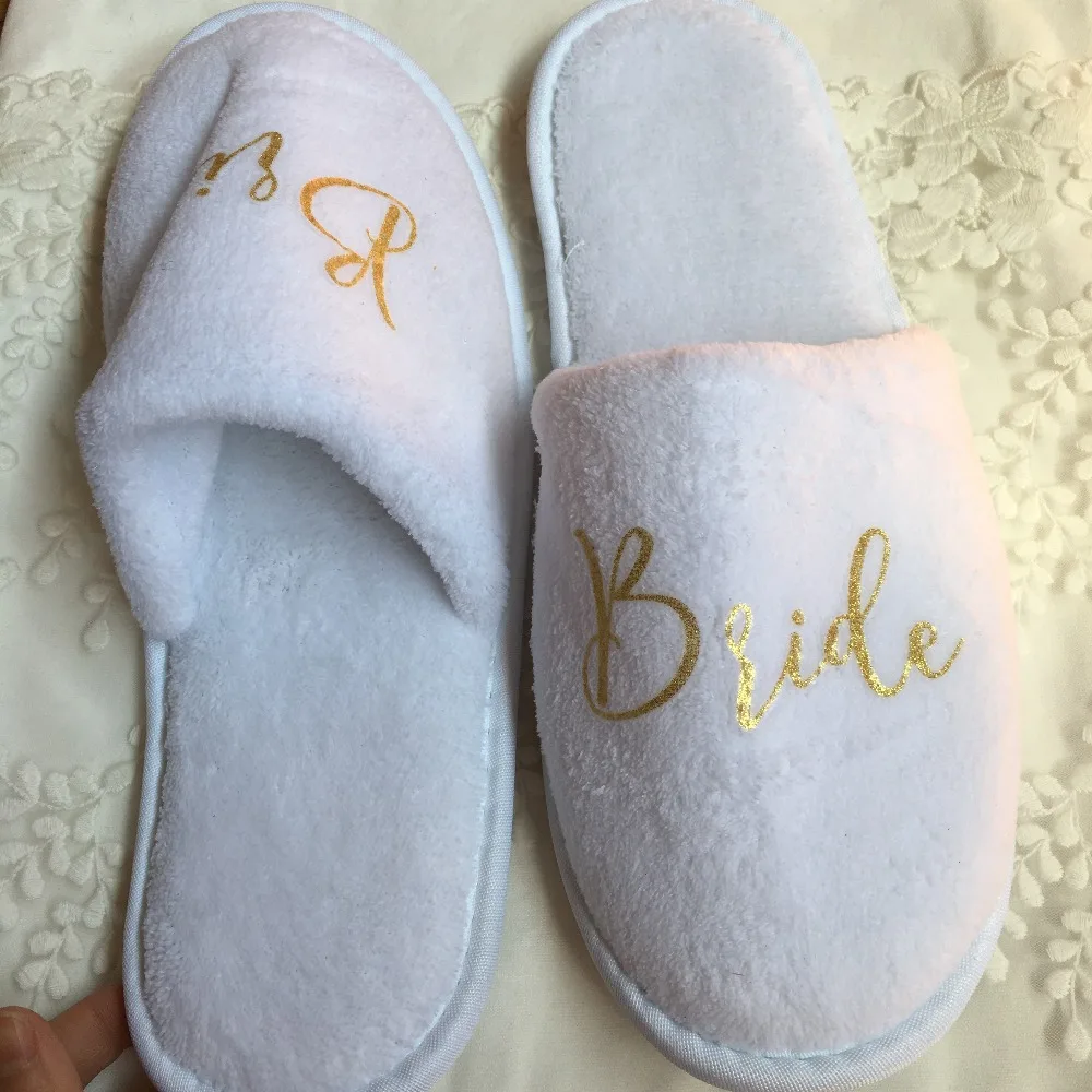 

Free Shipping 8 pair lot White Red Good quality Flannel Bride to be hen party bridesmaid gifts wedding slippers