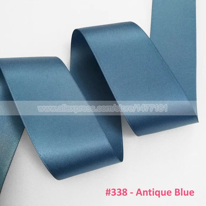 338 Antique Blue 25 ярдов) высокое качество " 5 см 50 мм Двусторонняя атласная лента полиэстер двухсторонняя ленты для свадебного украшения ремесла - Цвет: 338 Antique Blue
