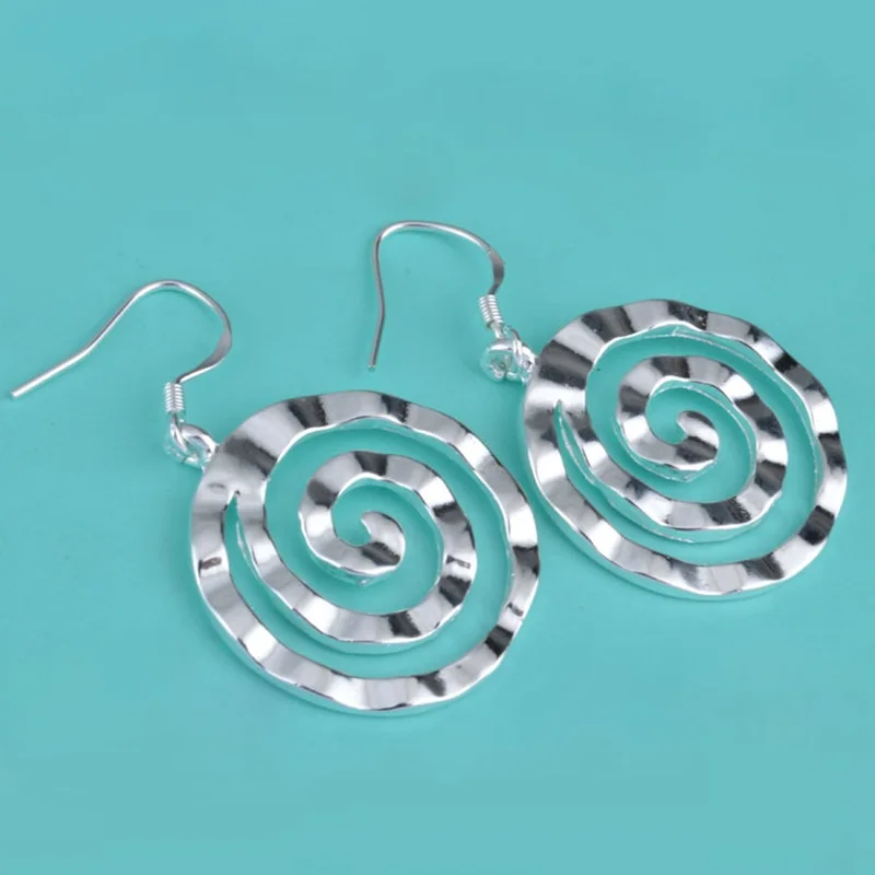 OMHXZJ Wholesale Personality Fashion OL Woman Girl Party Wedding White Hollowed Round 925 Sterling Silver Earrings YE281 | Украшения и