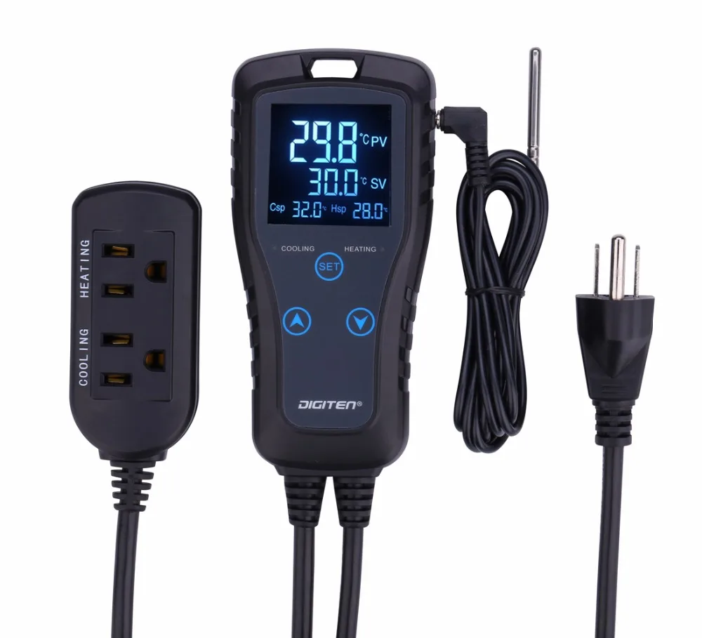 Цифровой ЖК термостат проводной Терморегулятор с нагревом и охлаждением 2 выхода